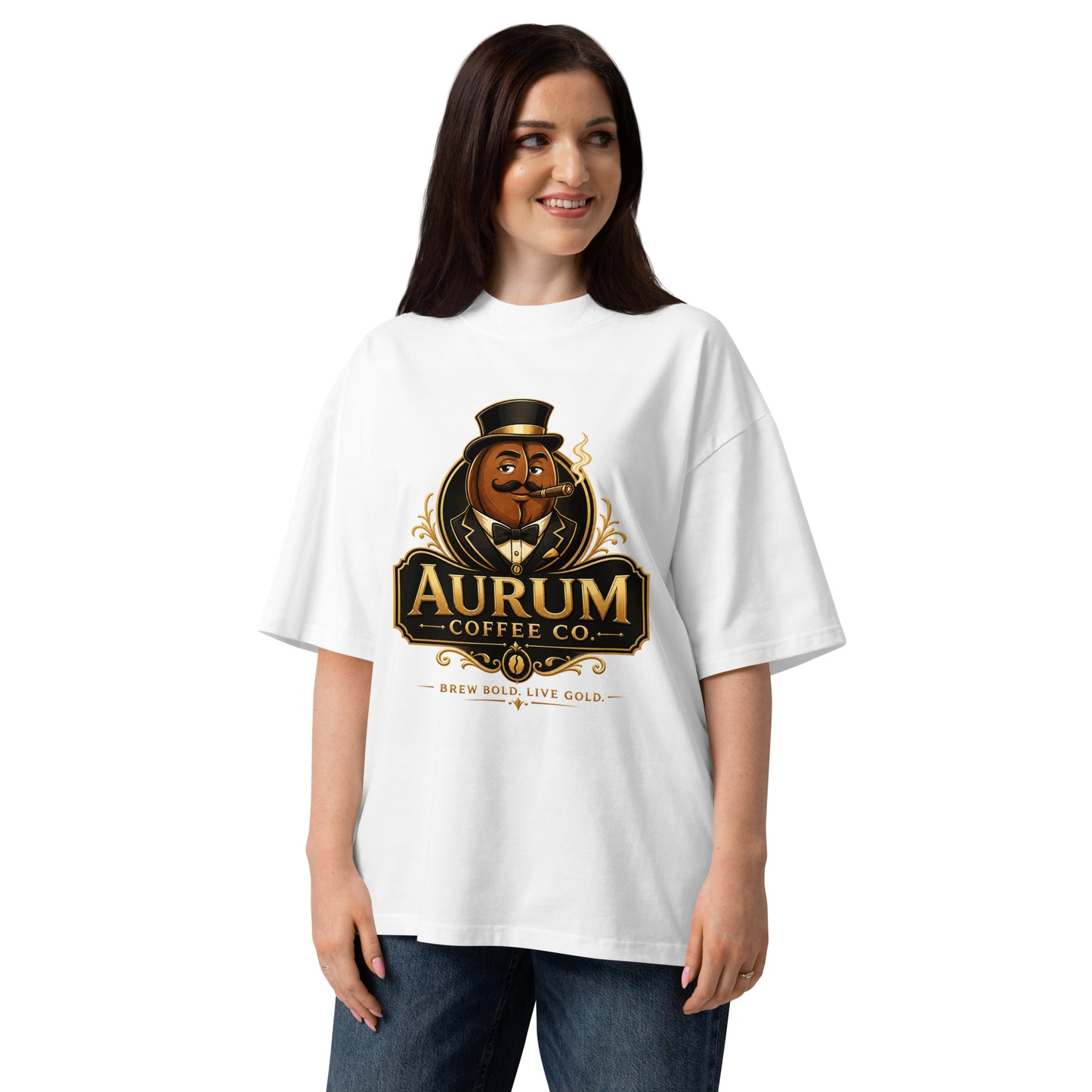 Unisex organic oversized high neck t-shirt - Aurum Coffee Co.
